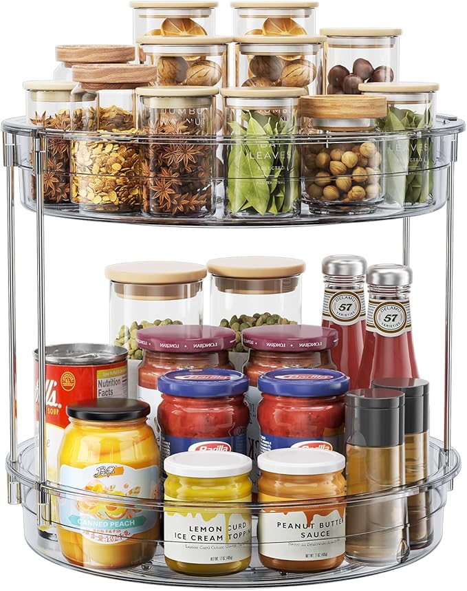 LAMU 12 inch 2 Tier Lazy Susan Turntable Organizer Rotating Spice Rack by YourHome-OrganizationHelper