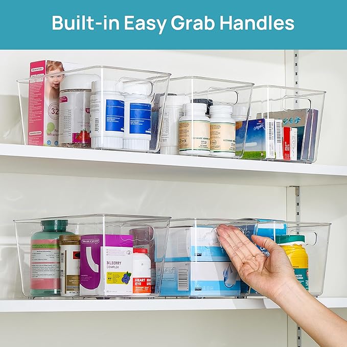 Vtopmart 6 Pack Clear Storage Bins, Pantry Cabinet Organizer Bins - Image 6