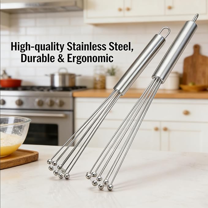 Whisk Set, Stainless Steel Ball Whisk Kitchen Tools Ideal - Image 6