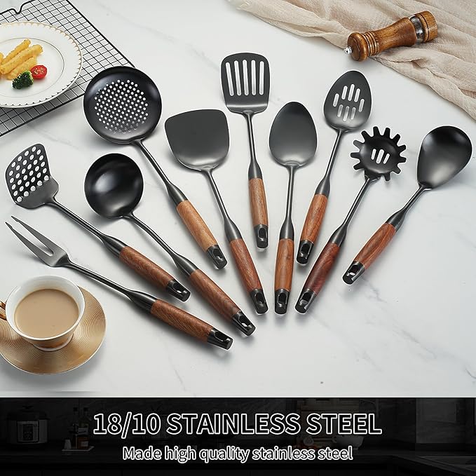 Izurok18/10 Stainless Steel Kitchen Utensils Set, 10 Piece Cooking Utensils - Image 3