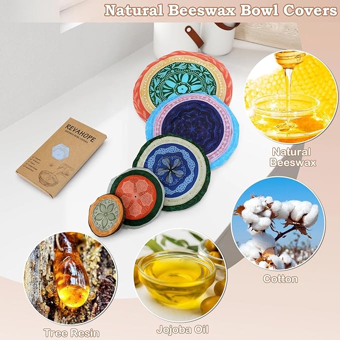 5-Size Reusable Beeswax Bowl Covers - Image 3