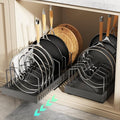 Pull Out Pots and Pans Organizer Under Cabinet, Expandable Sliding Lid Holder by Lozovincablemanagementtray