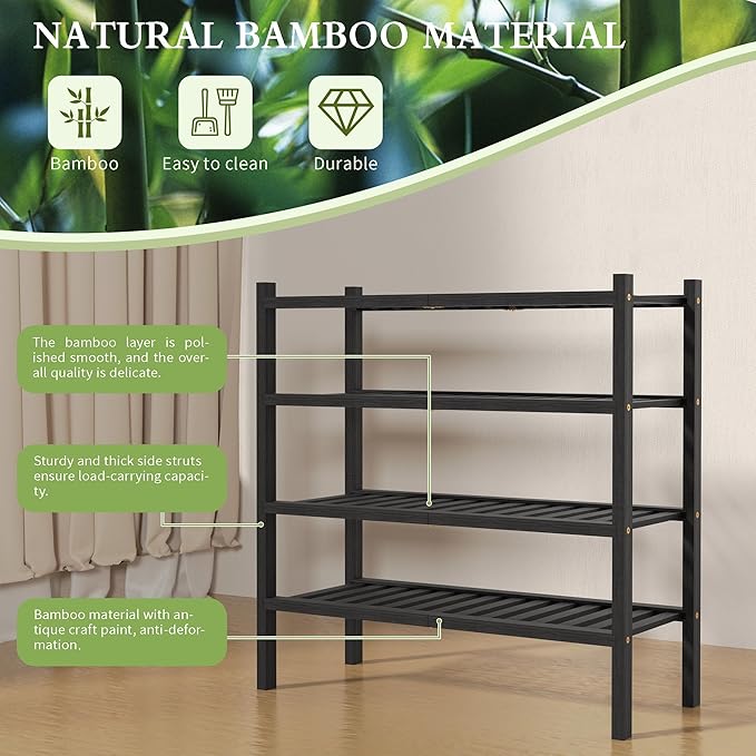 ROMGUAR CRAFT 4 Tier Bamboo Shoe Rack - Image 5