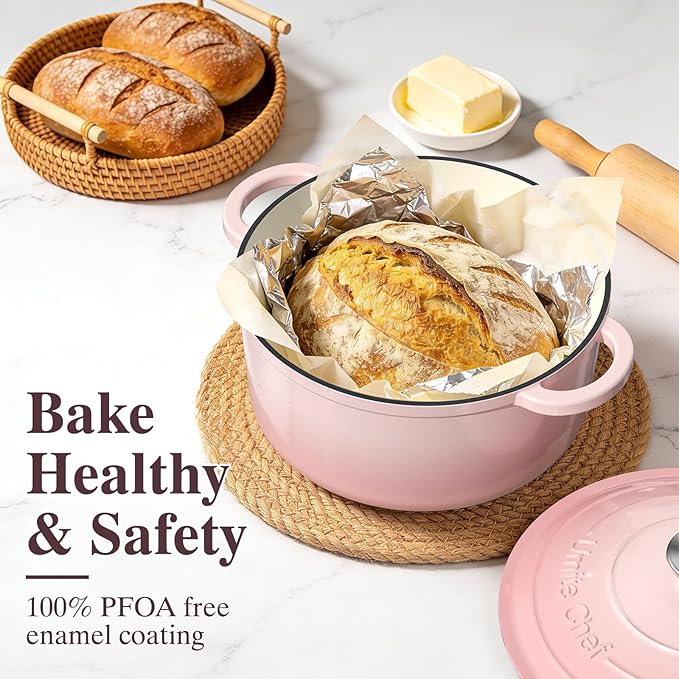 Umite Chef Enameled Cast Iron Dutch Oven-7QT Pot - Image 2