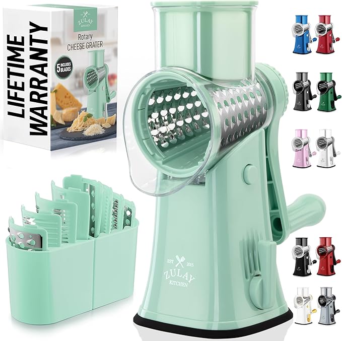 Zulay Kitchen Rotary Cheese Grater 5 Blade Cheese Shredder by ZulayKitchen