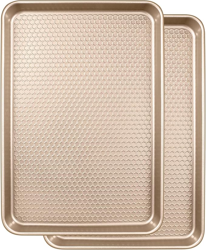 Wildone 2 Pack Half Sheet Baking Pans, Honeycomb Embossed Nonstick Baking Sheet by Wildone