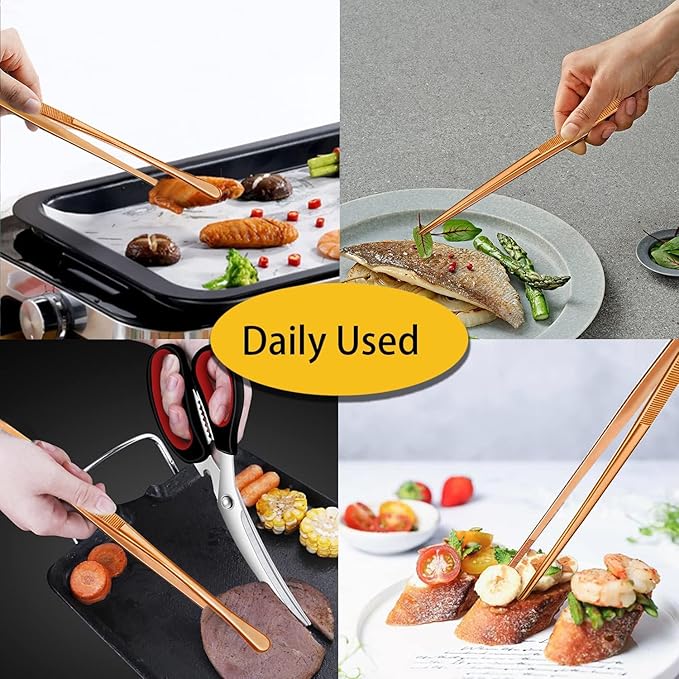 JETKONG 2 Pcs 12-Inch Kitchen Tweezers Cooking Tweezer Tongs Stainless Steel - Image 5