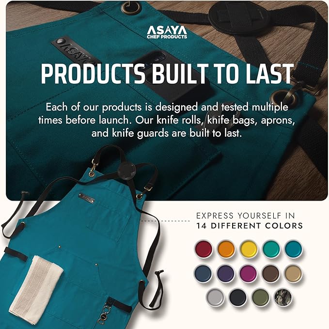 Asaya Chef and BBQ Apron with Bottle Opener and Hand Towel - 10oz Cotton Canvas - Image 6