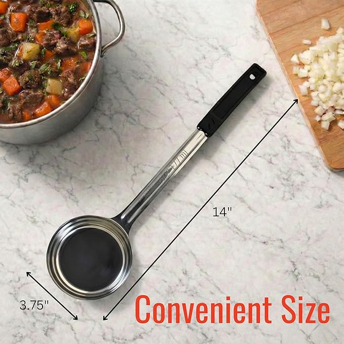 6 Ounce Solid Stainless Steel Portion Control Ladle Spoon - Image 6