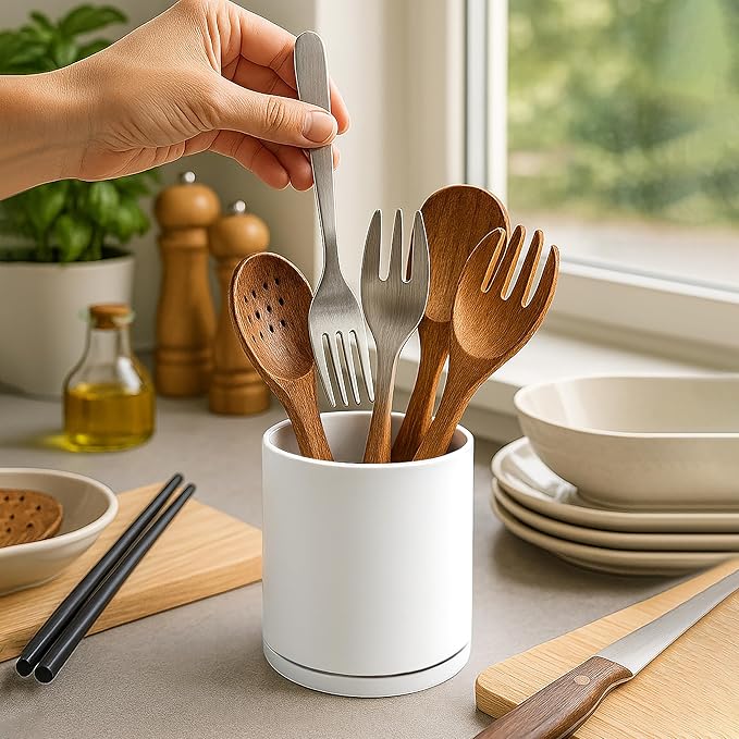 D'vine Dev 360° Rotating Utensil Holder Set – 7.2"+5" Kitchen Utensil Crocks - Image 6