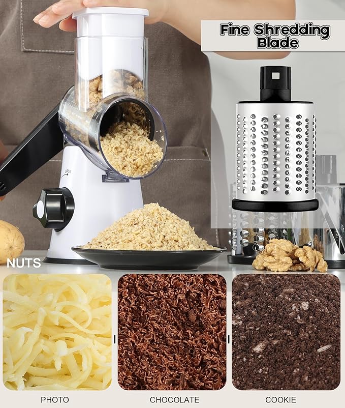 Ourokhome Rotary Cheese Grater Hand Crank, Kitchen Shredder Speed Mandolin - Image 4