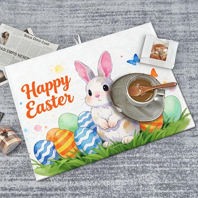 Easter Bunny Dish Drying Mat, for Kitchen Counter Microfiber Absorbent Easter - Image 5
