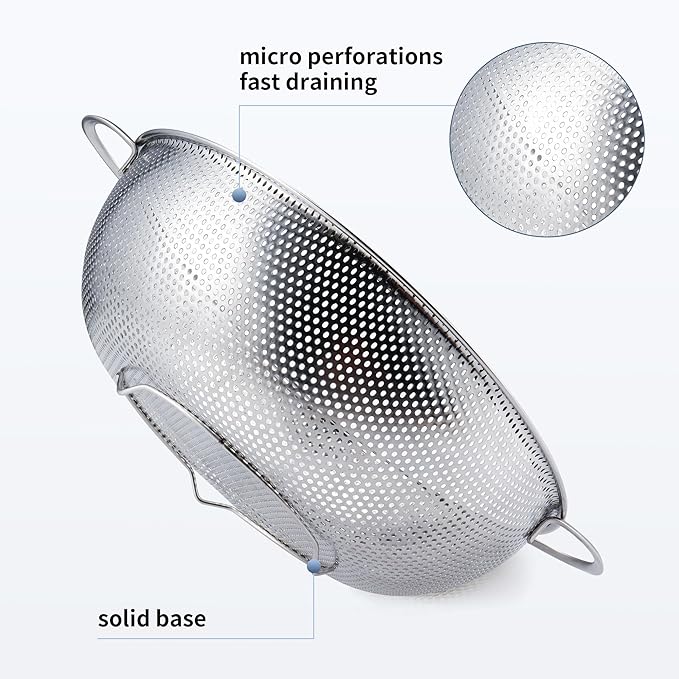 Gulex Colander Stainless Steel 3-Quart, Metal Strainer - Image 3