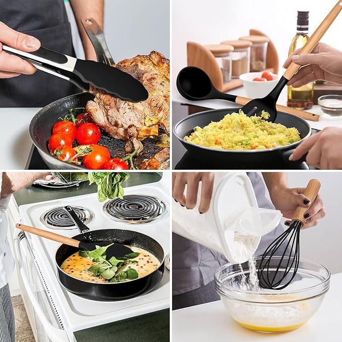 Kitchen Utensils Set of 12, E-far Silicone Cooking Utensils - Image 5