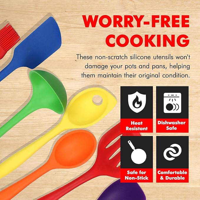 Chef Craft Premium Silicone Kitchen Tool and Utensil Set, 7 Piece - Image 3