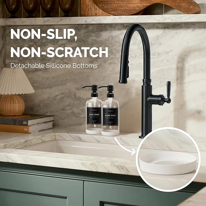 Vine Creations Clear Glass Soap Dispenser, 2 Pack Kitchen Soap Dispenser Set - Image 3