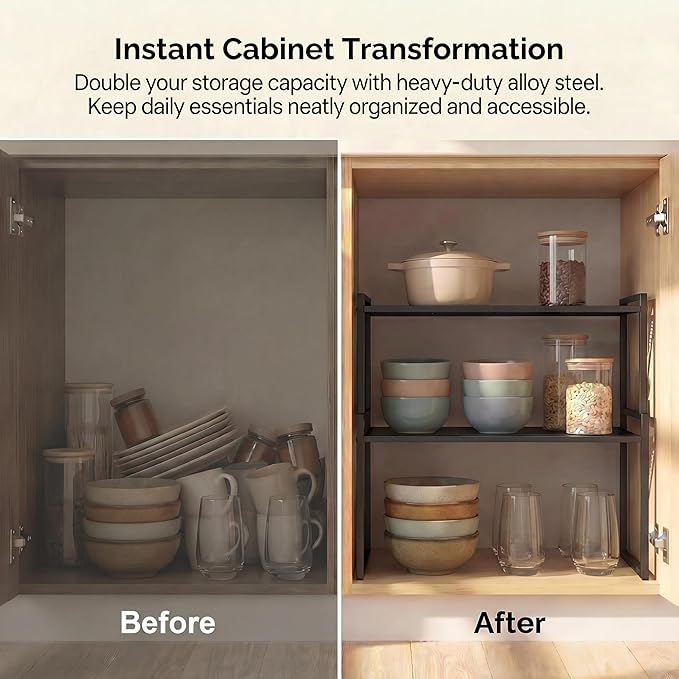 Set of 2 Cabinet Organizers 16.1''W 44 LBS Load Capacity Heavy Duty Kitchen - Image 4