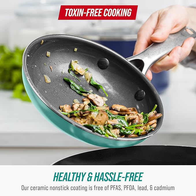 Blue Diamond 8" Nonstick Frying Pan Skillet, Diamond Infused Ceramic PFAS-Free - Image 5