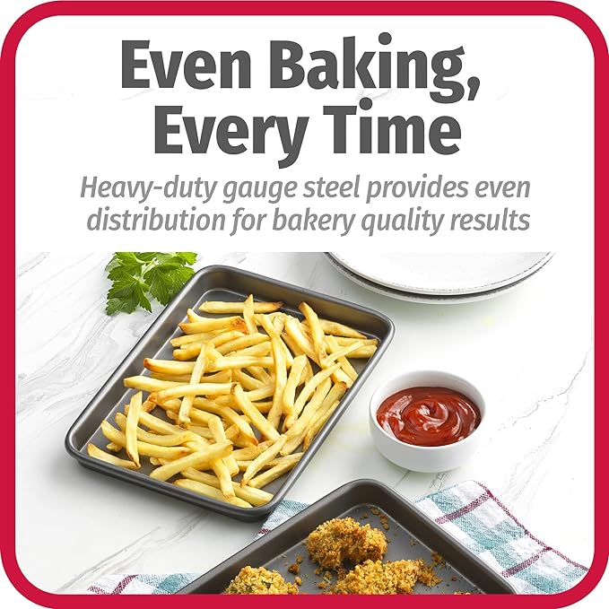 GoodCook Set of 2 Nonstick Steel 9" x 6" Toaster Oven Mini Baking Sheets - Image 3