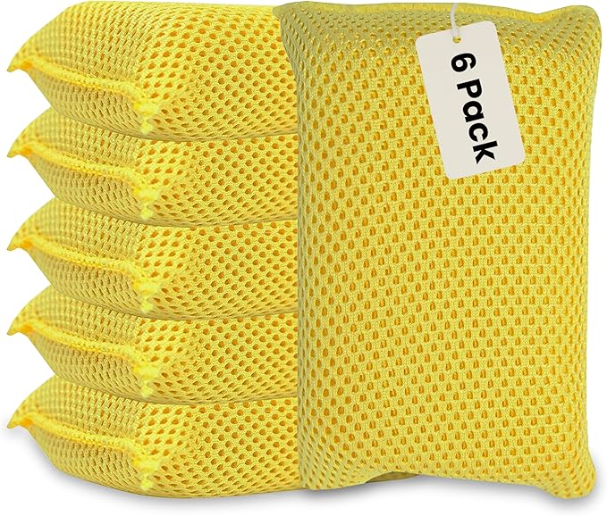 Iconikal 6-Pack Bug Scrubber Sponge 5.9x3.5-Inch Yellow Microfiber Large Car by Iconikal