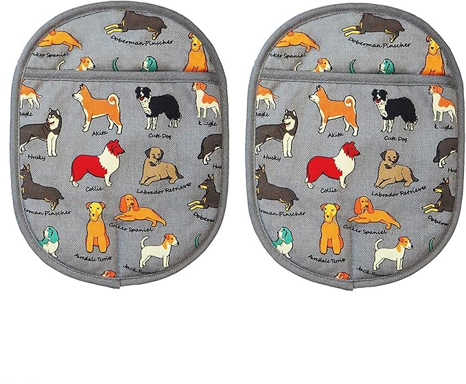 Pot Holders Set of 2 with Transparent Clear Silicone Shell and Nice Dog - Image 2