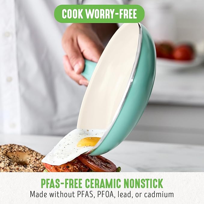 GreenLife Non Stick Fry Pan Set, Non-Toxic PFAS-Free Ceramic Skillets, - Image 2