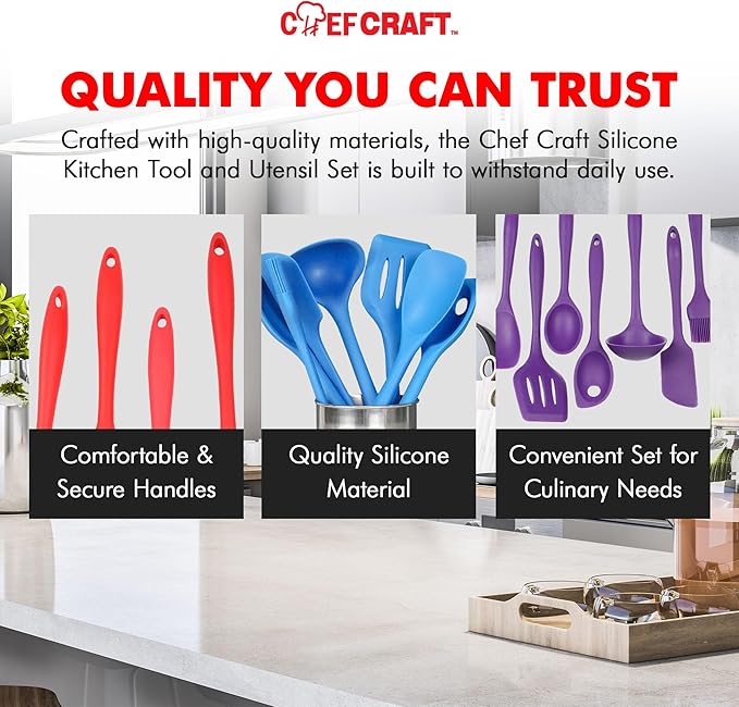 Chef Craft 7 Piece Silicone Kitchen Tool and Utensil Set - Image 6