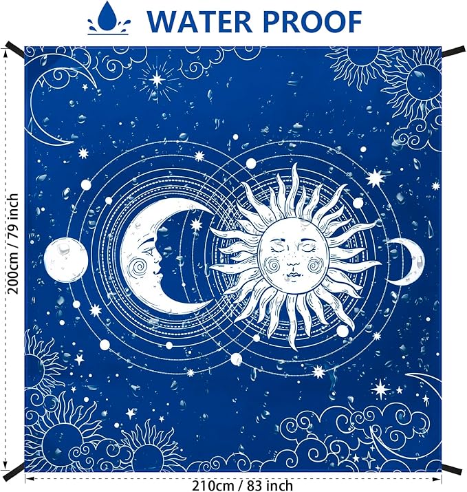 WIWIGO Beach Blanket Waterproof Sandproof Beach Mat 79" X 83"/10'x9'for 2-8 - Image 2