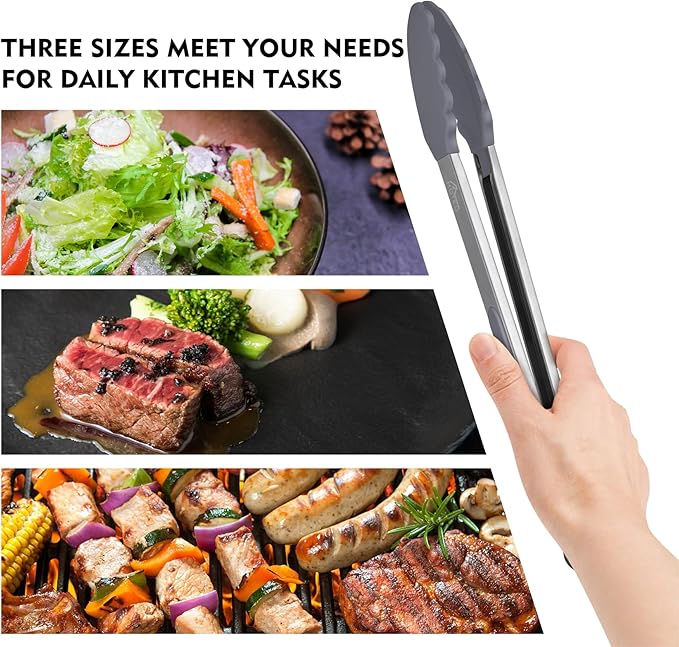 HOTEC Premium Stainless Steel Locking Kitchen Tongs - Image 6