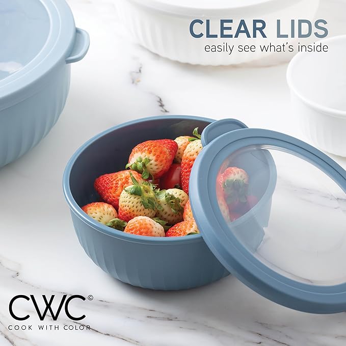 COOK WITH COLOR Prep Bowls with Lids- Wide and Deep Nesting Plastic Small - Image 3