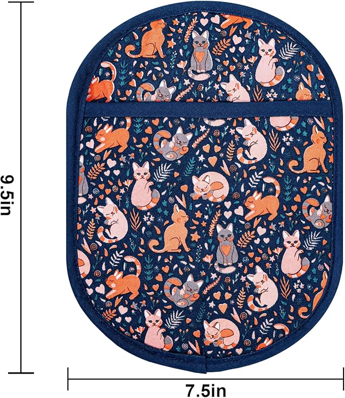 Pot Holders Set of 2 with Transparent Clear Silicone Shell and Nice Cat Flower - Image 2