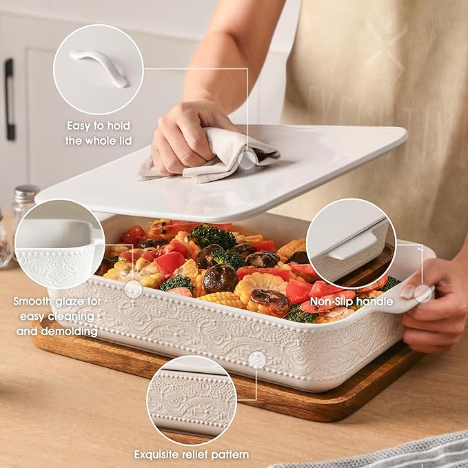 Casserole Dish with Lid, Ceramic 9x13 Casserole Dish - Image 5