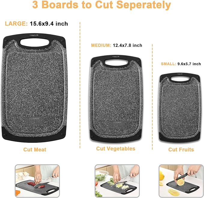Viretang Plastic Cutting Boards Set of 3 Extra Large - Image 2