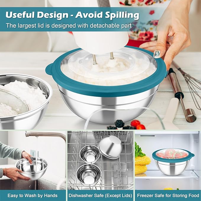 TeamFar Mixing Bowls, For Kitchen Mixing/Baking/Storing/Prepping, Visible & - Image 4
