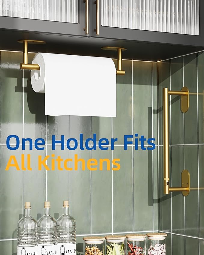 RUACQ Paper Towel Holder Under Cabinet, Wall Mounted or Adhesive Stainless - Image 7