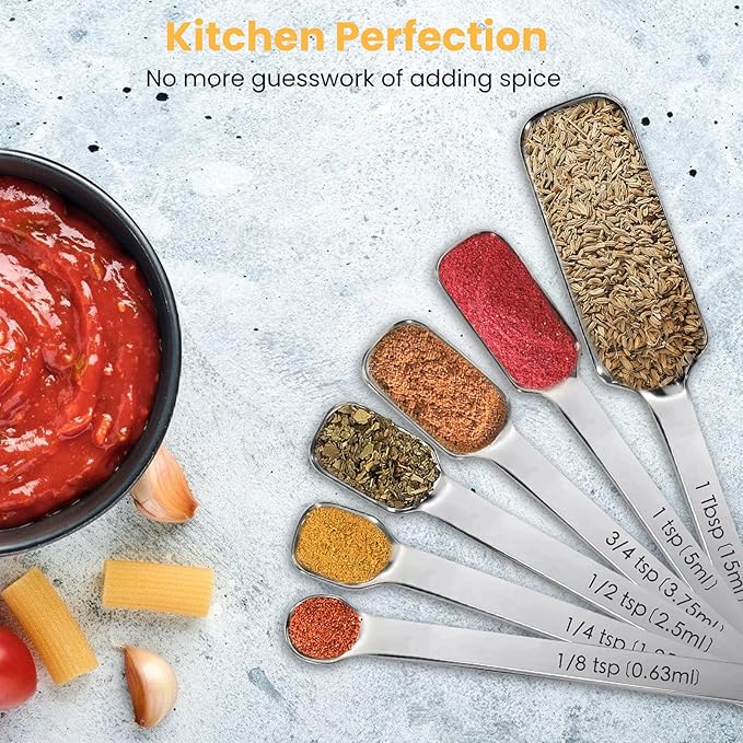 Stainless Steel Measuring Spoons Set of 11, Includes 6 Rectangular Measuring - Image 7