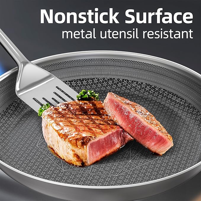 COOKER KING Stainless Steel Pans Set of 3, Nonstick Frying Pans, Induction Pan - Image 4