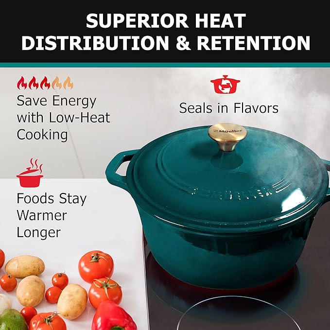 Mueller DuraCast 6 Quart Enameled Cast Iron Dutch Oven Pot - Image 4