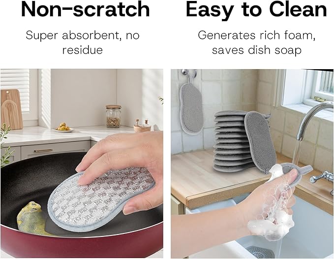 Multi-Purpose Scrub Kitchen Sponges – 12 Pack Dish Sponge, Dual-Sided - Image 5