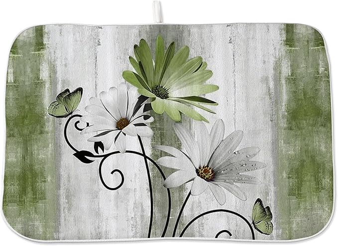 Floral Dish Drying Mat 18x24 Inches by OFIRD
