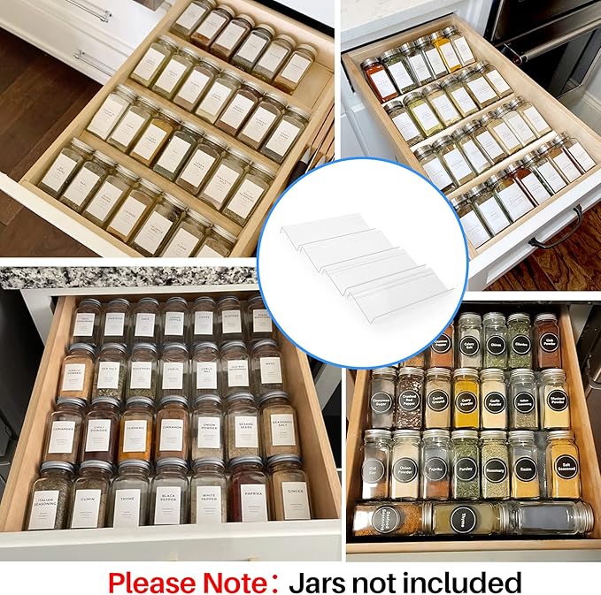 MIUKAA Clear Acrylic Spice Drawer Organizer, 4 Tier Seasoning Jars Drawers - Image 2