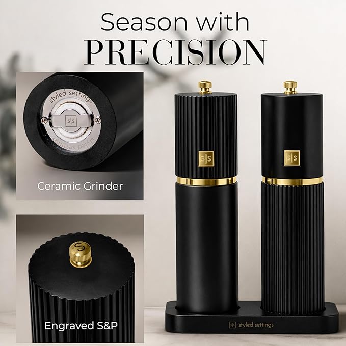 Wooden Salt and Pepper Grinder Set – Refillable Manual Salt and Pepper Mills - Image 3