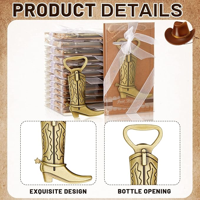 Hortsun 36 Sets Cowboy Boot Bottle Openers Baby Shower Bottle Opener Favors - Image 3