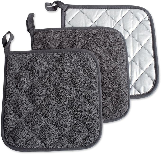 DII Basic Terry Collection Quilted 100% Cotton, Mineral Gray, 3 Piece by DII