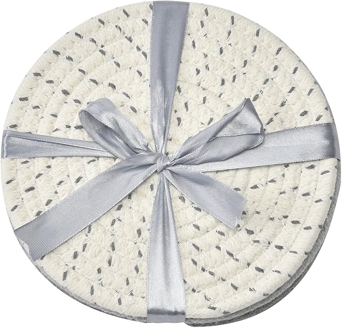 Potholders Set Trivets Set 100% Pure Cotton Thread Weave Hot Pot Holders Set - Image 5