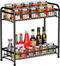 Spice Rack for Countertop, 2-Tier Standing Sturdy Metal Seasoning Organizer by AURIKAR