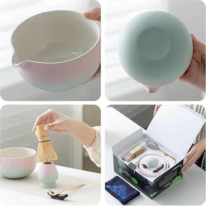 TEANAGOO Matcha Whisk Set Pink, Ceremony Matcha Set Kit Grident Pink, Matcha - Image 2