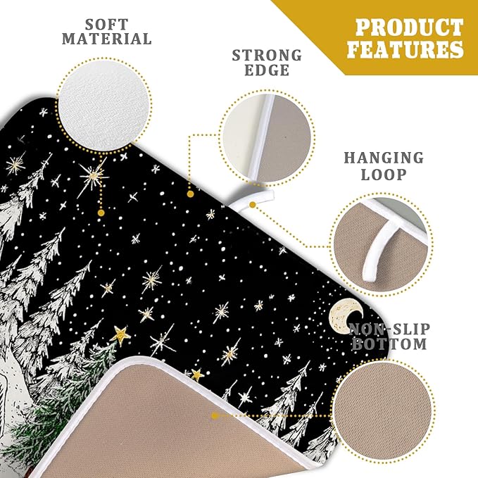Winter Snowman Dish Drying Mat 18 X 16 in Black Microfiber Dish Pad Absorbent - Image 4