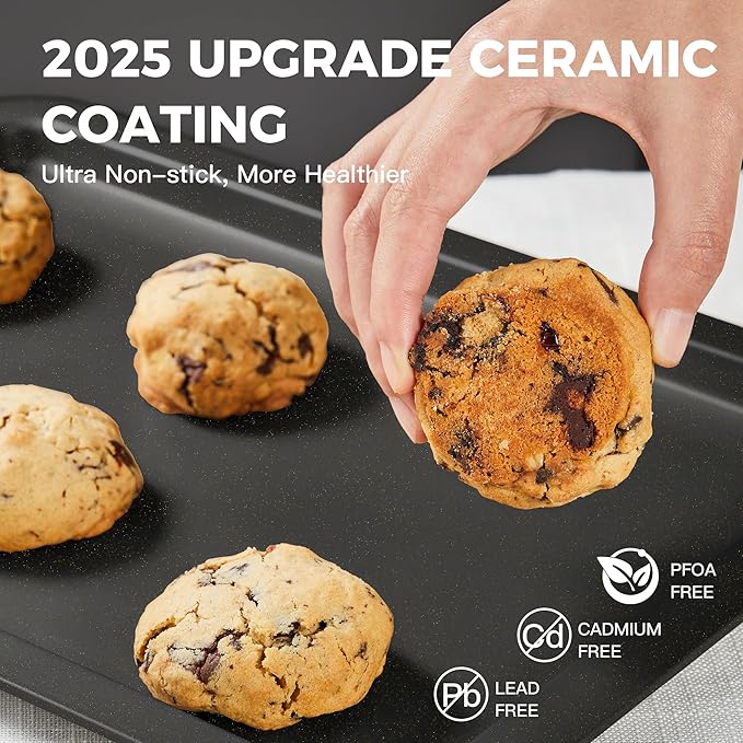 HONGBAKE Ceramic Baking Sheet Pan Set, Cookie Sheet - Image 4