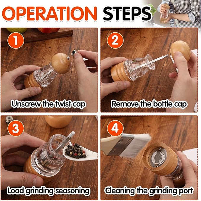 Salt and Pepper Grinder Set, Refillable and Adjustable Grinder - Image 7